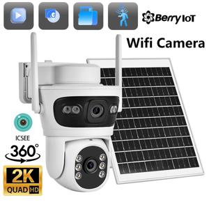 베리 IOT 6MP 2K 야외 태양광 WIFI 감시 카메라 HD 듀얼 렌즈 CCTV 양방향 음성 인터콤 무선 네트워크 카메라 ICSEE