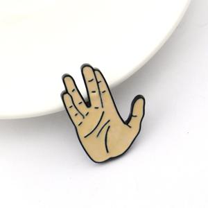 St-Star X Trek 공상 과학 영화 제스처 에나멜 브로치 귀여운 재미있는 만화 금속 배지 옷깃 핀 쥬얼리 액세서리 팬 선물