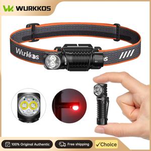 Wurkkos HD12 USB-C 충전식 미니 헤드램프(14500/AA 배터리) 캠핑, 하이킹, 낚시용 적색광 손전등