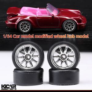 Kicarmod 1/64 탈착식 슬릭 5쌍 모델 자동차 휠 (MINIGT용) 고무 타이어 및 다이캐스트 자동차 개조 부품 포함