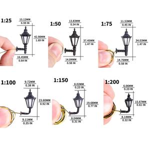 2개 3V LED 미니어처 ABS 벽등 모델 조명 HO OO N 스케일 모델 건축물 DIY 장면 레이아웃 디오라마용