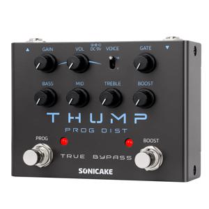 SONICAKE Thump 퓨어 아날로그 하이-게인 디스토션 기타 이펙트 페달 2가지 톤 모드 모던 & 빈티지 트루 바이패스 QDS-09