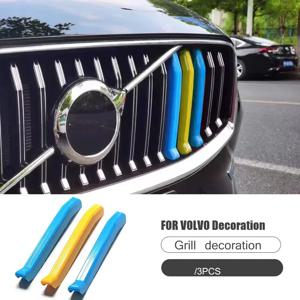 볼보 XC90 XC60 S90 V90 S60 V60 XC40 프론트 그릴 넷 장식 스트라이프 네트워크 개조 스티커 센터 그릴 커버 트림
