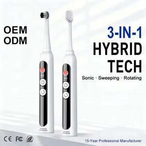 3-in-1 음파 전동 칫솔, 치아 스캔 회전식, LCD 스마트 충전식 전동 칫솔, OEM CE 인증