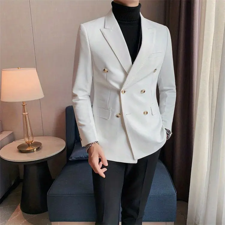캐주얼 블레이저 봄 가을 2026 신상 남성 고급 브리티시 더블 브레스티드 수트 남성 블레이저 재킷 남성 의류 디자이너 블레이저