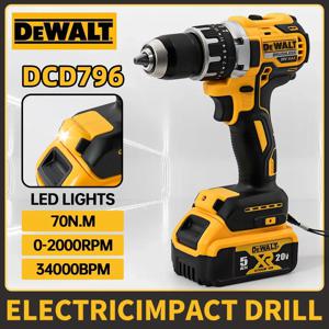듀월트 DCD796 무선 브러시리스 임팩트 드릴, 20V 배터리, 경량, LED 라이트, 전동 드릴