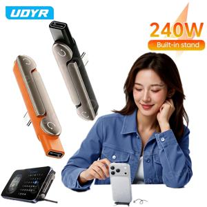 240W 타입 C to 타입 C 고속 충전 어댑터 내장형 폰 거치대 (아이폰 17, 16, 삼성 호환) USB USBC 컨버터 USB2.0
