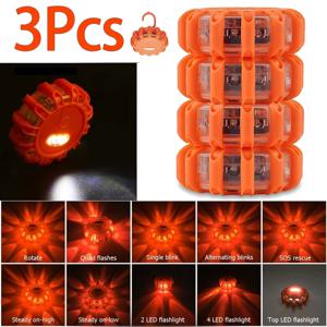 9 모드 자동차 비상 조명 USB 충전식 안전 경고 LED 깜박이는 램프 트럭 차량용 레드 스트로브 대시 라이트 1-3팩