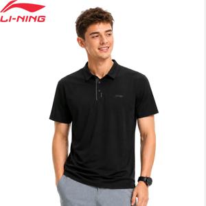Li-Ning 남성용 트레이닝 폴로 티셔츠 LN FAST DRY 100% 폴리에스테르 레귤러 핏 UV 프로텍션 LiNing 피트니스 반팔 티셔츠 APLW163