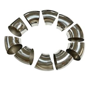 10개 1.5mm 두께 51mm 63mm 76mm 외경 위생용 버트 용접 45도 엘보 벤드 파이프 304 스테인리스 스틸 자동차 배기 파이프 머플러 용접
