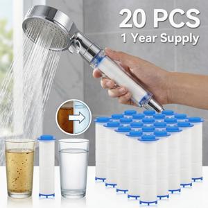 20Pcs 샤워 헤드 필터 PP 코튼 필터 교체 용 샤워 헤드 카트리지 워터 필터 코어 코튼 핸드 헬드 샤워 헤드 용