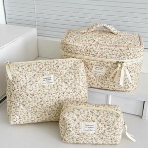 빈티지 여성 꽃무늬 화장품 파우치 핸드백 여행용 정리함 메이크업 수납 가방 대용량 퀼트 가방 선물용