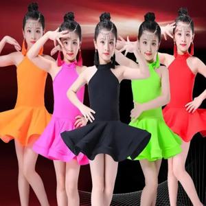 2026년 라틴 댄스 드레스 여아용 세트 다이아몬드 주름 스커트 의상 어린이용 볼룸 의상 살사 룸바 차차 탱고 무대 의상