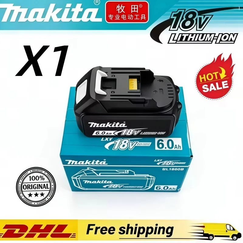 100% 오리지널 6AH Makita BL1860 18V 배터리 전동 공구 리튬 이온 교체 LXT BL1850 BL1840 BMS 18V가 장착된 18V 스크루드라이버용