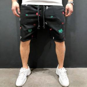 봄 여름 남성 코튼 루즈핏 반바지 스트릿웨어 보디빌딩 자수 캐주얼 숏팬츠 조거 스포츠 호랑이 머리 반바지