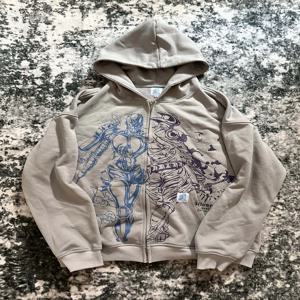 Jojo Bizarre Adventure Silver Chariot 지퍼 업 후드 여성 Y2k 오버 사이즈 후드 힙합 커플 하라주쿠 스트리트 남성 운동복