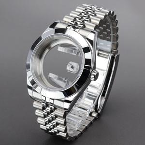 36mm/39mm 시계 케이스 글라이드 락 브레이슬릿 사파이어 크리스탈 글래스 DJ SK NH35 NH36 NH34NH70 Miyota8215 무브먼트 에어 킹 오이스터