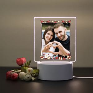 1개 맞춤 제작 예쁜 커플 사진 재미있는 3D LED 아크릴 무드등 착시 효과 테이블 램프 3D 환상 조명