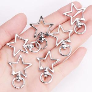 30pcs 실버 컬러 스냅 후크 스타 키 체인 랍스터 걸쇠 후크 키 링 키 체인 DIY 쥬얼리 만들기 액세서리