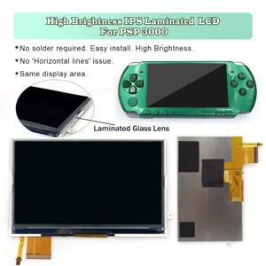 라미네이션 없이 라미네이트 처리된 IPS LCD 스크린이 있는 HISPEEDIDO PSP3000 콘솔용, PSP 3000 백라이트 디스플레이, 고휘도