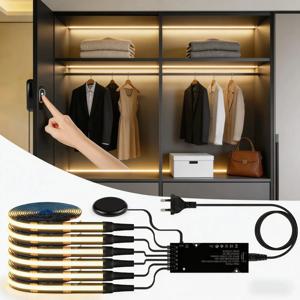 1-10채널 COB LED 스트립 키트 - 검정색 PCB, 무드릴 디밍 가능 투과형 보드 터치 센서 스위치(캐비닛 배경용)