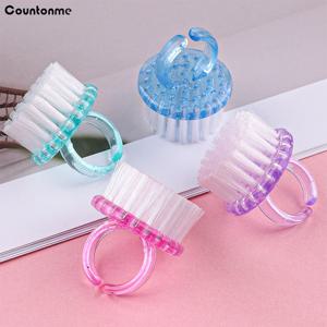 2개/4개/10개 미니 네일 클리닝 브러쉬 플라스틱 핸들 그립 클리너 스크러빙 페디큐어 매니큐어 다기능 브러쉬