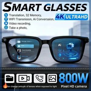 2026년형 새로운 AI 스마트 안경 AI 번역 기능 탑재 8MP HD 카메라 4K 촬영 이미지 블루투스 통화 녹음 음악 스마트 선글라스