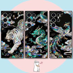 삼성 갤럭시 S26 S20 S23 S24 플러스 노트 20 울트라 8 9 10 S10 S9 S21 FE S25 울트라 푼다 폰 케이스 구름 용 사자 디자인