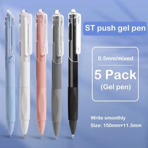 5 Pcs 젤 펜 인스 스무스 프레스 속건성 0.5mm 블랙 펜 볼펜 학교 용품 문구