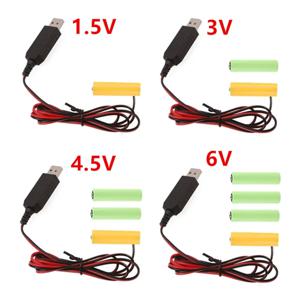 AA 배터리 제거 케이블 USB 입력 5V2A AA 더미 배터리 출력 1.5V/3V/4.5V/6V 전원 어댑터 코드