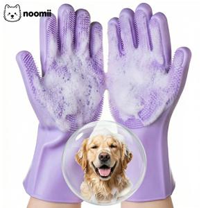 애완동물 그루밍 목욕 장갑 강아지 고양이 목욕 샴푸 스크러버 마법 마사지 세척 클리너 스펀지 실리콘 털 제거 장갑