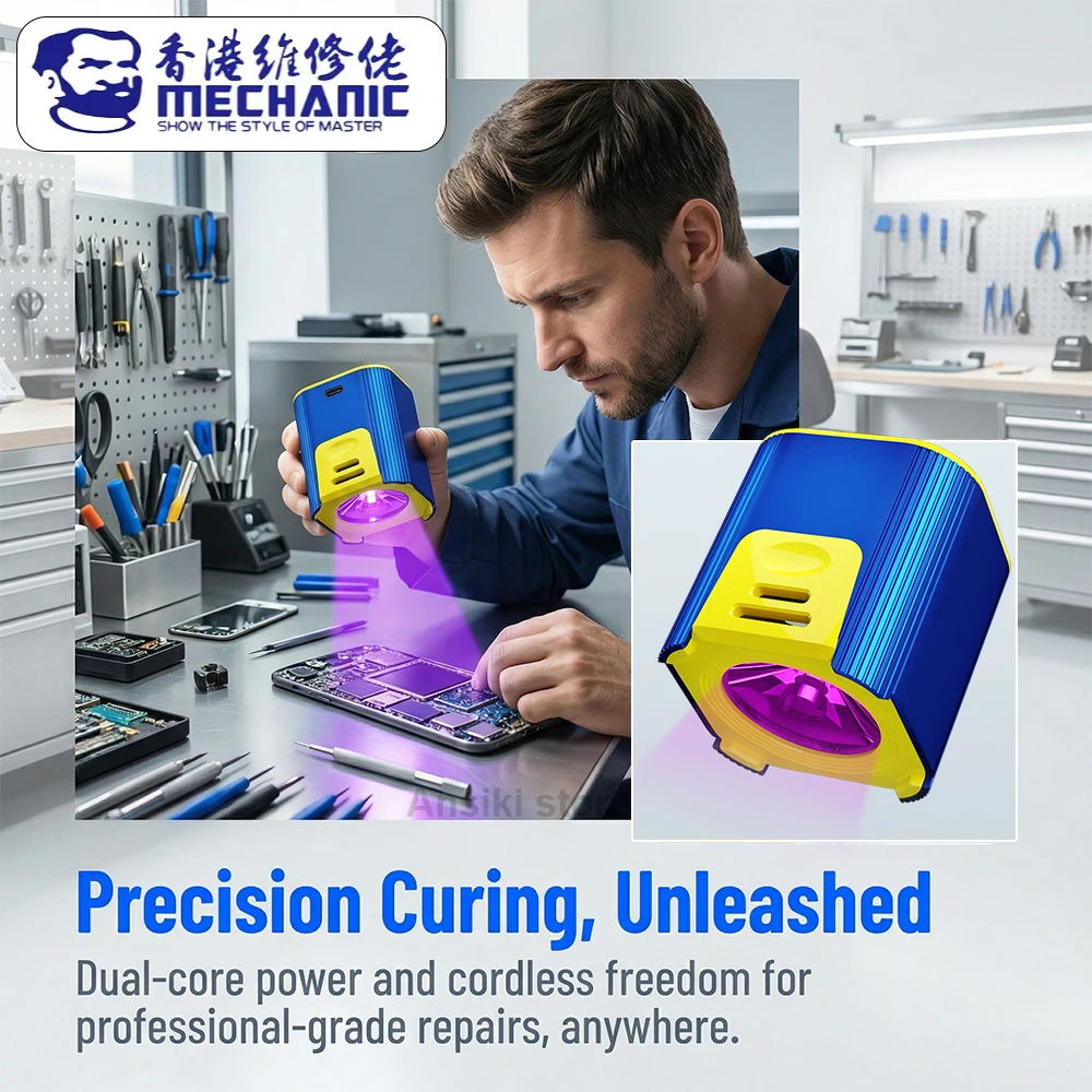 MECHANIC L1 Pro UV 경화 램프 UV 접착제/레진/녹색 잉크 경화 도구용 내장 400mAh 배터리가 포함된 듀얼 코어 휴대용 UV 라이트