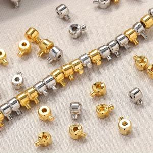 20개 3x4mm 구리 포지셔닝 버클 걸쇠(비드 캡 포함) - DIY 목걸이 및 팔찌 커넥터, 보석 마감 액세서리