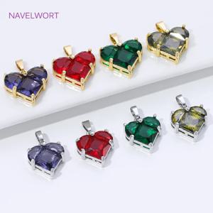 2 사이즈 18K 금도금 황동 하트 모양 참 펜던트(목걸이용), 투명 크리스탈 참(보석 제작용), DIY 액세서리