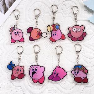1/8Pcs 게임 만화 커비 자동차 키 체인 아크릴 열쇠 고리 가방 참 귀여운 배낭 펜던트 재미 있은 소품 장식 친구 선물