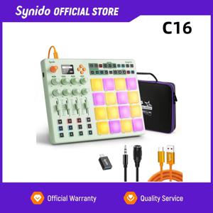 시니도 템포패드 C16 무선 MIDI 패드 컨트롤러, 16개 RGB 비트 패드, 16단계 시퀀서, 음악 제작용 비트 메이커 머신