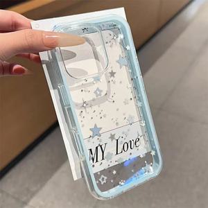 귀여운 블루 스타 2in1 투명 폰 케이스 삼성 갤럭시 S26 울트라 S25 S23 FE S24 S22 플러스 A57 A37 A55 A54 A36 A35 A15 A16 커버