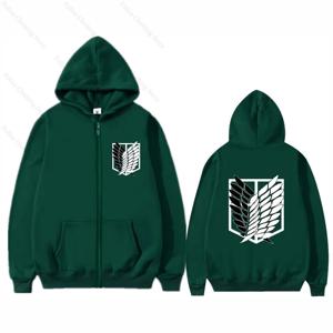 애니메이션 진격의 거인 프린트 후드티 지퍼업 후드 긴팔 코트 남녀공용 캐주얼 가을옷 후드 지퍼업 스웨트셔츠