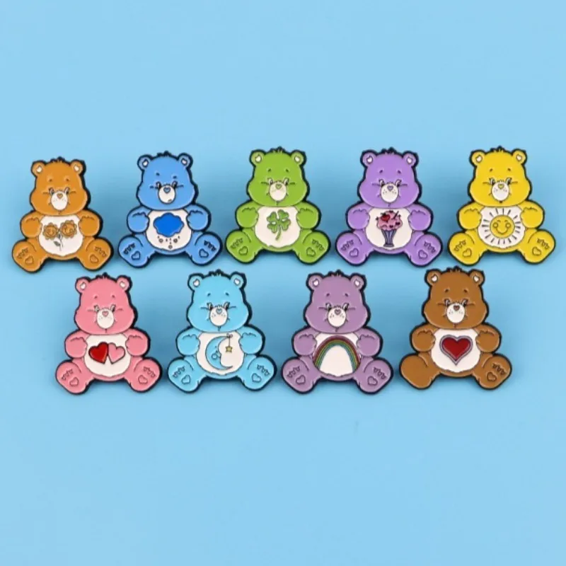 새로운 귀여운 만화 캐릭터 케어베어 금속 브로치 창의적인 도파민 액세서리 귀여운 곰 다채로운 보석 생일 선물