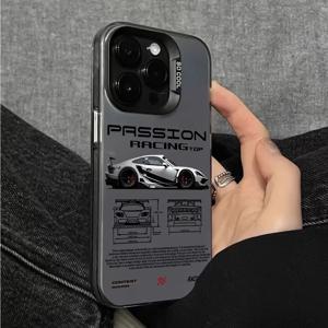 멋진 레이싱 스타일 라인 디자인 아이폰 18 17 16 15 14 13 12 11 Pro Xs Max Mini 8 7 Plus X XR Air 16e 17e 실버 IMD 케이스