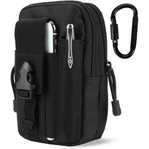 전술 EDC 파우치 몰리 허리 가방 (카라비너 포함) 헤비 듀티 유틸리티 벨트 폰 홀스터 (대형 스마트폰 및 도구 수납 가능)