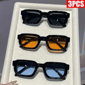 2/3PCS 여성을위한 빈티지 직사각형 프레임 선글라스 패션 레트로 럭셔리 브랜드 디자인 UV400 태양 안경 남성용 안경 고글