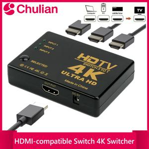 3 in 1 HDMI 호환 스위치 4K 스위처 출력 HD 1080P 비디오 케이블 분배기 1x3 허브 어댑터 컨버터 (PS4/3 TV 박스 HDTV PC용)