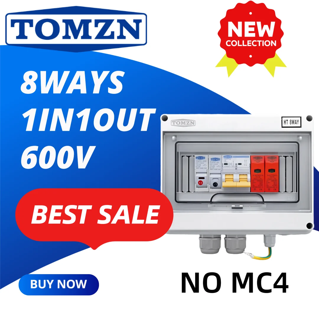 TOMZN 8방향 1입력 1출력 600V DC 16A 20A 25A 32A 40A 50A 63A 회로 차단기 퓨즈 서지 보호 장치 이중 와이어 터미널
