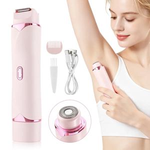 2 in 1 여성용 더블 헤드 전기 면도기 방수 습식 및 건식 헤어 면도기 비키니 제모기 탈부착 헤드 면도기