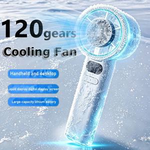 3000mAh 휴대용 미니 선풍기, 전기 핸드 팬, 아이스 컴프레스, 고속 냉각, USB 충전식, 휴대용 LED 디지털 디스플레이 2