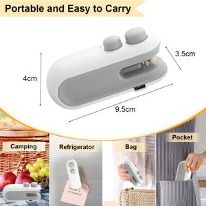 휴대용 2-in-1 USB 충전식 미니 열봉합기, 커터 기능 포함, 플라스틱 봉투 및 스낵 보관용 자석식 봉투 밀봉기