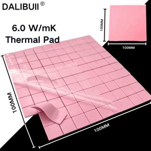 100개 고성능 6.0 W/mK 0.5/1.0/1.5/2.0/2.5mm 열 패드 GPU CPU 방열판 냉각 전도성 실리콘 패드