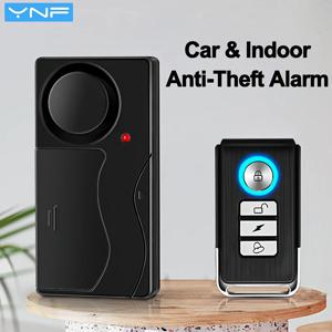 YNF 110dB 진동 도난 방지 경보기, 10가지 감도 레벨, 오토바이 자동차 전기 자전거용 무선 원격 경보기