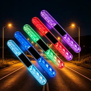 태양광 LED 스트로브 플래시 라이트 자동차 충돌 방지 경고등 오토바이 장식 램프 도어 핸들 스크래치 방지 보호대